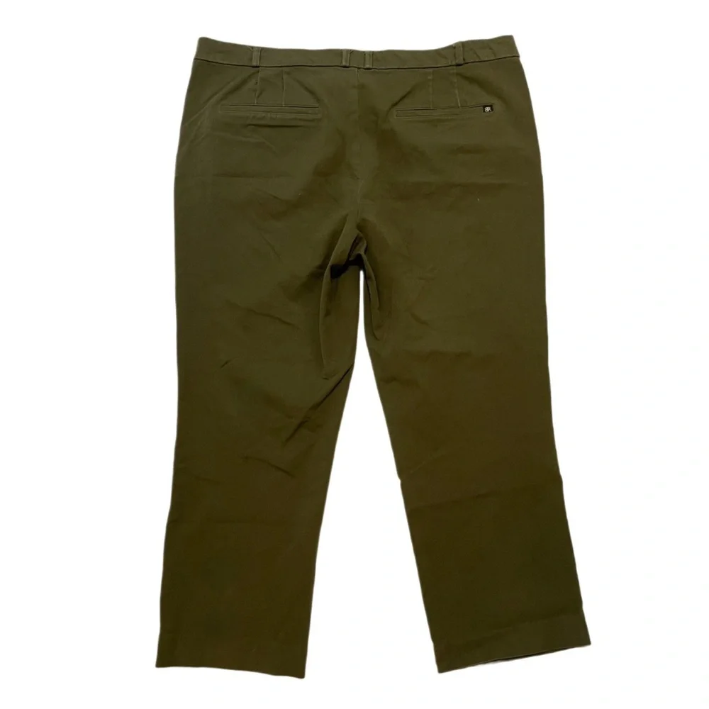 VTG Banana Republic Women's Cropped Chino Trousers Olive Green Size 14 Stretch